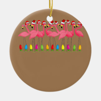 Christmas In July Beach Flamingo Cruise Vacation Ceramic Ornament