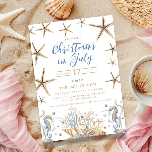 Christmas in July Beach Party Invitation (Christmas in July Beach Party Invitation)