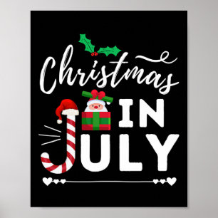 Christmas In July Beach Summer Santa Hat Gift Hawa Poster