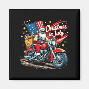 Christmas in july biker santa american funny magnet
