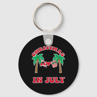 Christmas In July Bikini Flip Flops Palm Tree Keychain
