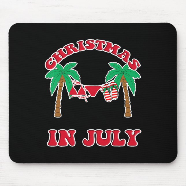 Christmas In July Bikini Flip Flops Palm Tree  Mouse Pad (Front)