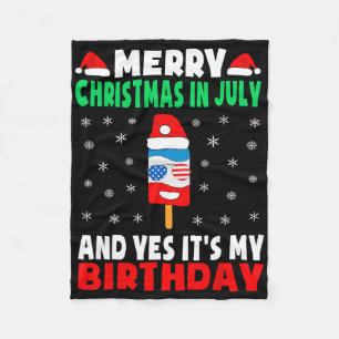 Christmas In July Birthday Shirt Ice Pop In Santa  Fleece Blanket
