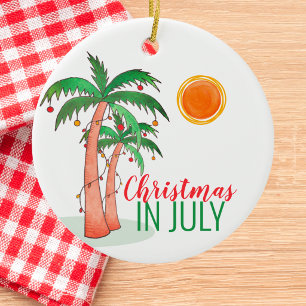 Christmas in July Ceramic Ornament