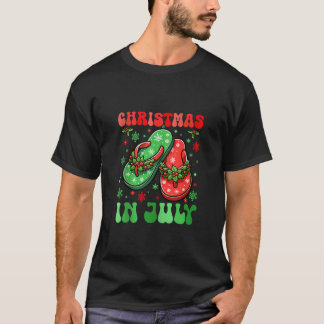 Christmas In July Colorful Flip Flops Funny Summer T-Shirt