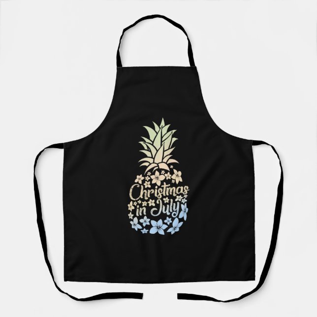 Christmas In July Colourful Pineapple Beach Summer Apron (Front)