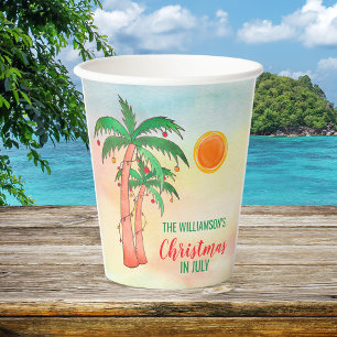 Christmas in July Custom Name Party  Paper Cups