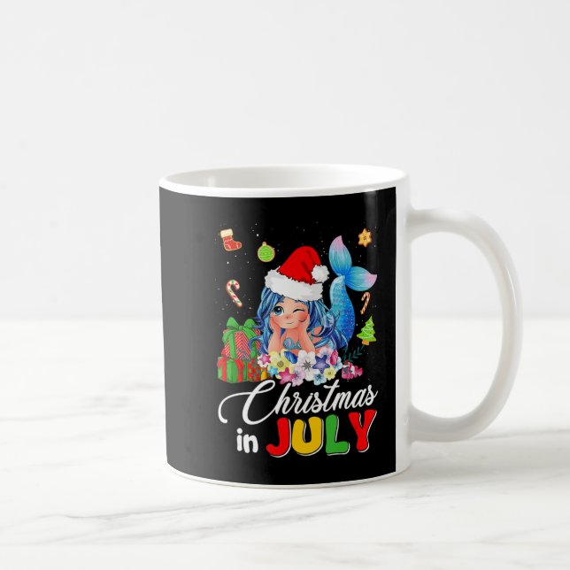 Christmas In July Cute Anime Mermaid Santa Hat Sum Coffee Mug (Right)