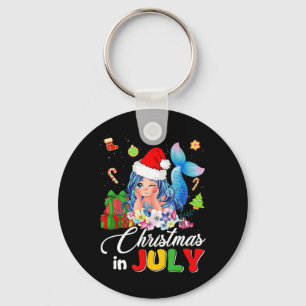 Christmas In July Cute Anime Mermaid Santa Hat Sum Keychain
