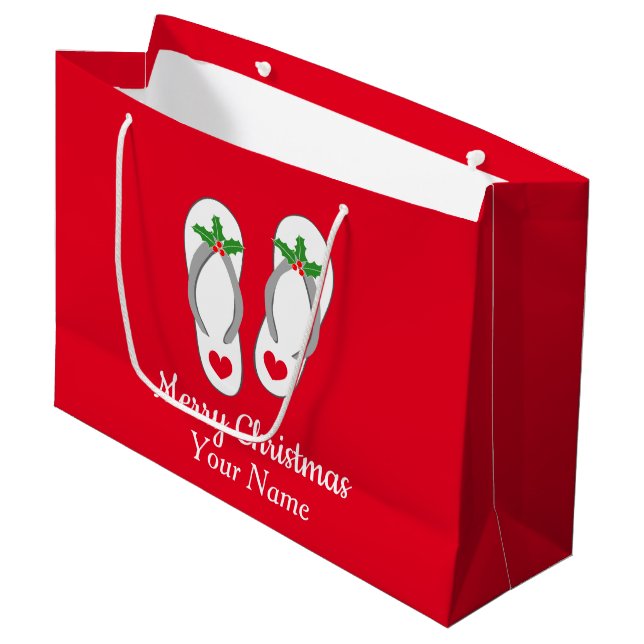 Christmas in July cute beach flip flops gift bag (Front Angled)