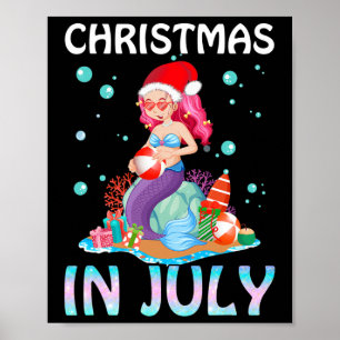 Christmas In July Cute Mermaid Summer 1  Poster