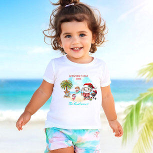 Christmas In July Cute Santa Tropical Summer Name  Toddler T-shirt