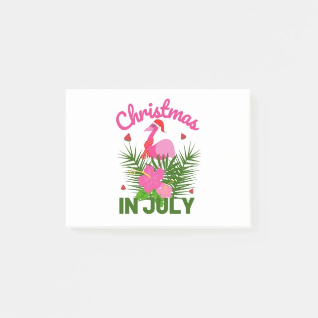 Christmas in july cute summer flamingo post-it notes (Front)