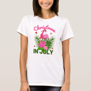 Christmas In July Cute Summer Flamingo T-Shirt