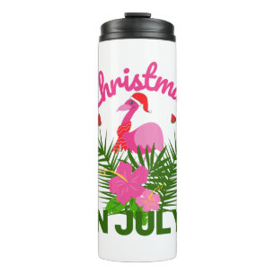 Christmas in july cute summer flamingo thermal tumbler