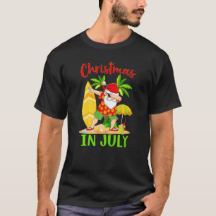 Christmas In July Dabbing Santa Summer Hawaiian Su T-Shirt