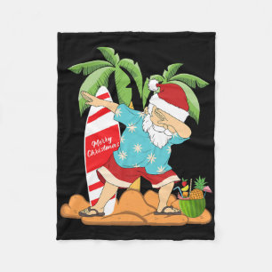 Christmas In July Dabbing Santa Summer Watermelon  Fleece Blanket