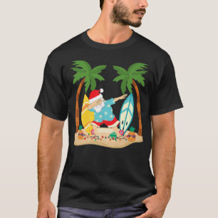 Christmas in July Dabbing Santa - Tropical Beach S T-Shirt