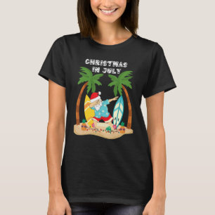 Christmas In July Dabbing Santa   Tropical Beach S T-Shirt