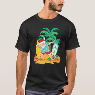 Christmas In July Dabbing Santa  Tropical Beach Su T-Shirt