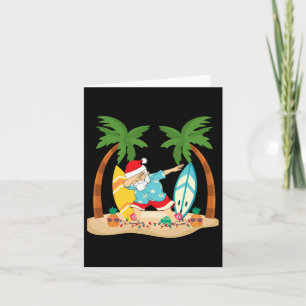 Christmas In July Dabbing Santa Tropical Beach Sur Card