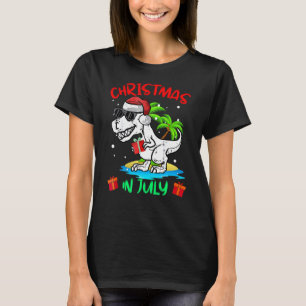 Christmas In July Dinosaur Summer Beach Kids Boys T-Shirt