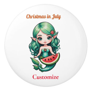 Christmas in July Elf  Mermaid Thunder_Cove  Ceramic Knob