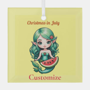 Christmas in July Elf  Mermaid Thunder_Cove  Glass Ornament
