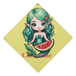 Christmas in July Elf Mermaid Thunder_Cove Graduation Cap Topper