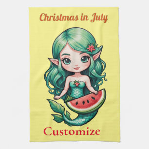 Christmas in July Elf Mermaid Thunder_Cove Kitchen Towel