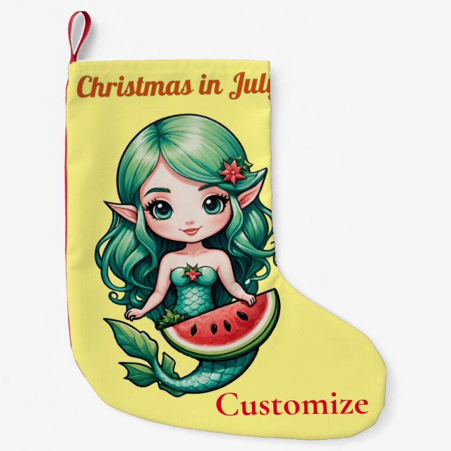 Christmas in July Elf  Mermaid Thunder_Cove  Small Christmas Stocking (Front)