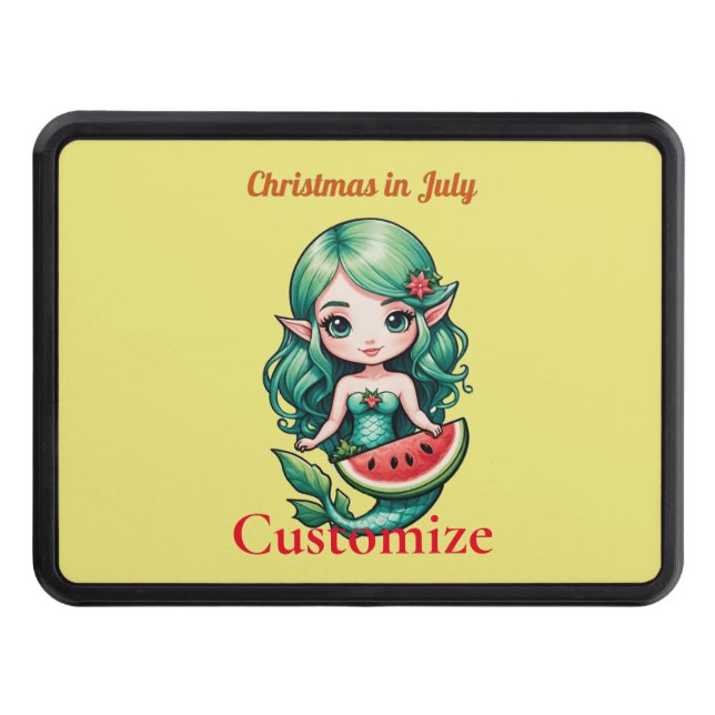 Christmas in July Elf  Mermaid Thunder_Cove  Trailer Hitch Cover (Front)