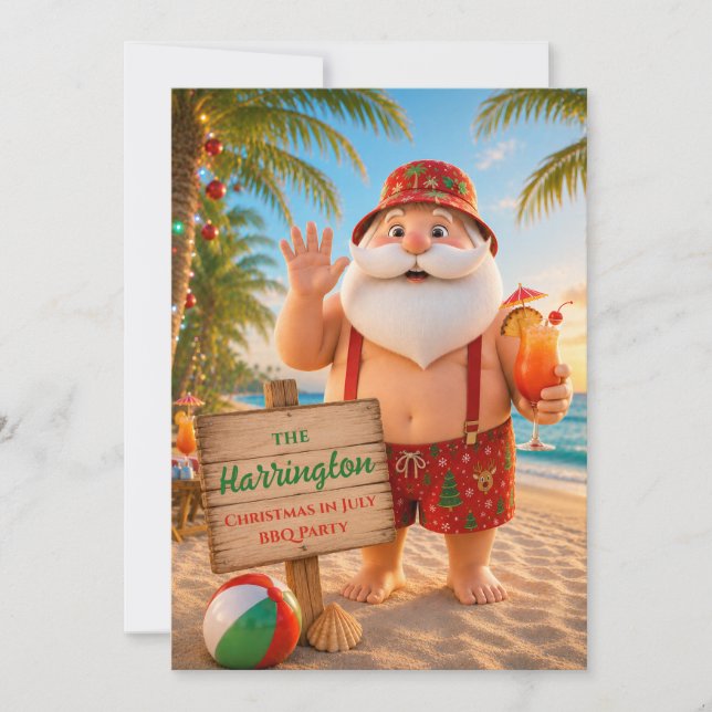 Christmas in July Family BBQ Invitation (Front)