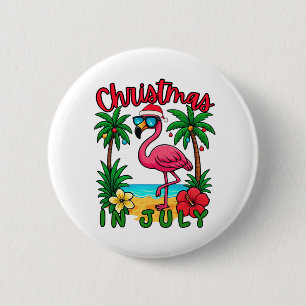 Christmas in July Flamingo 2 Inch Round Button