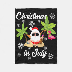 Christmas In July Flamingo And Hawaiian Lover  Fleece Blanket