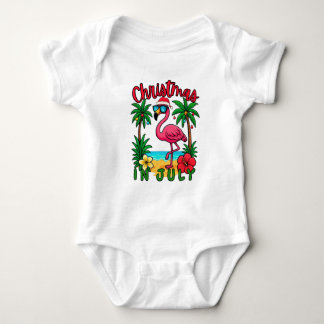 Christmas in July Flamingo Baby Bodysuit