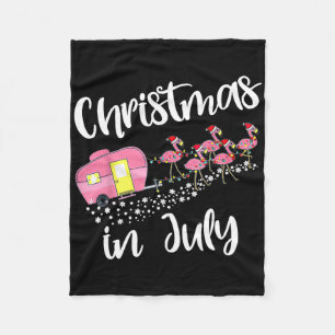 Christmas In July Flamingo Camping Camper Fleece Blanket