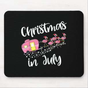 Christmas In July Flamingo Camping Camper Mouse Pad