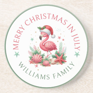 Christmas in July Flamingo Coaster