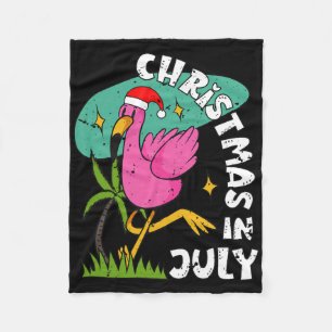 Christmas In July Flamingo Cute Beach Summer Chris Fleece Blanket