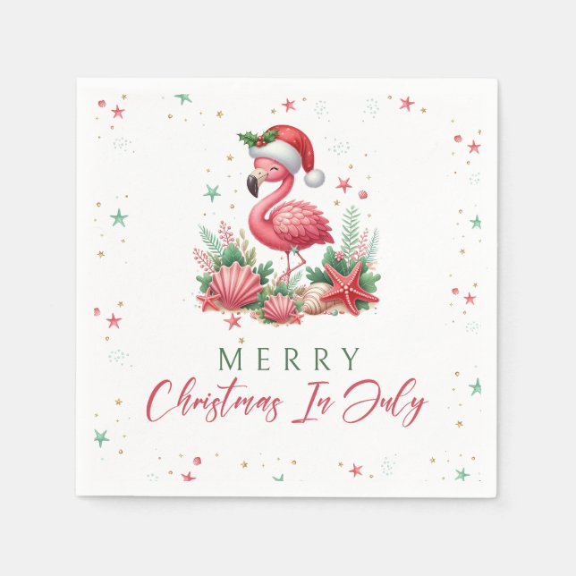 Christmas in July Flamingo Napkin (Front)