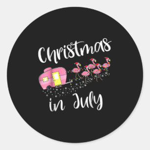 Christmas In July Flamingo Nk  Classic Round Sticker