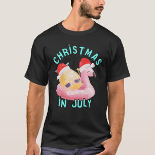 Christmas In July Flamingo Pineapple Pool Party Su T-Shirt