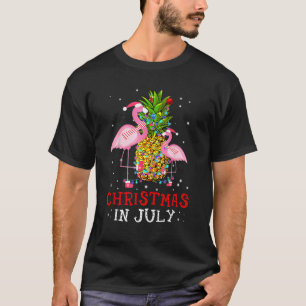 Christmas In July Flamingo Pineapple Summer T-Shirt