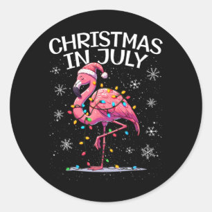 Christmas In July Flamingo Santa Summer Xmas Women Classic Round Sticker