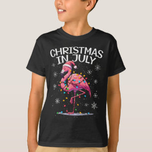 Christmas In July Flamingo Santa Summer Xmas Women T-Shirt