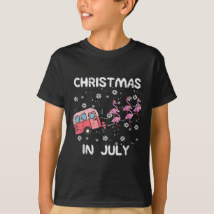 Christmas In July Flamingo Trailer Summer Xmas Cam T-Shirt