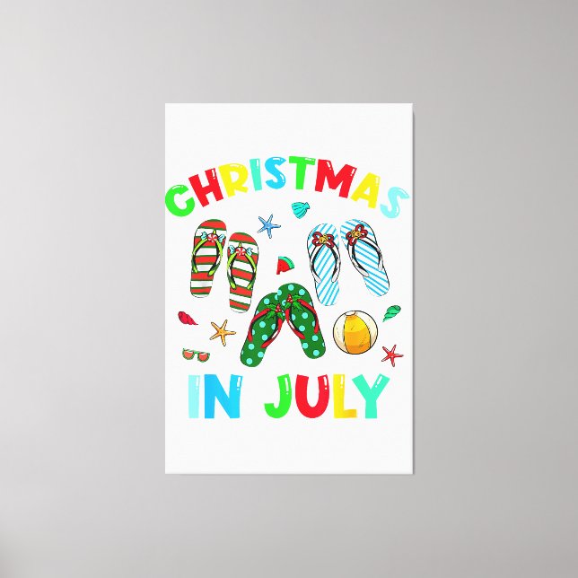 Christmas In July Flip Flop Funny Summer Xmas Men  Canvas Print (Front)