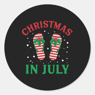 Christmas In July Flip Flops Funny Beach Summer  Classic Round Sticker