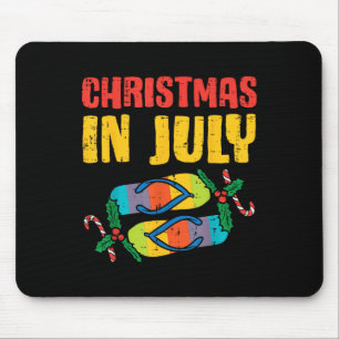 Christmas In July Flip Flops Summer Beach Xmas Men Mouse Pad